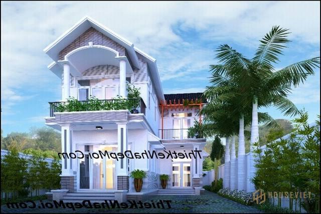 mau nha chu l 2 tang mai thai rong 8m dep