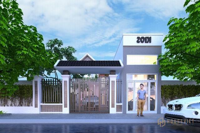 mẫu nhà ngang 8m có ki ốt kinh doanh