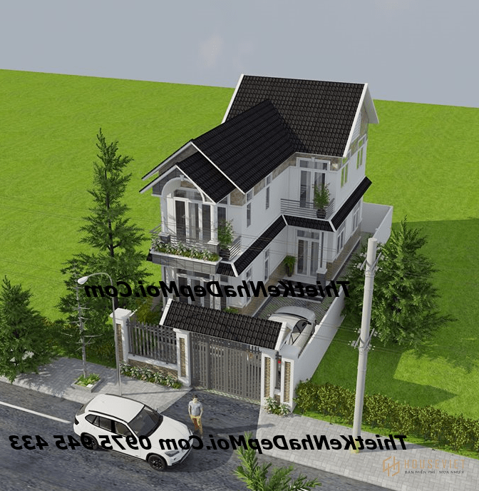 nha mai thai hinh chu l dep 2 tang 8m mat tien