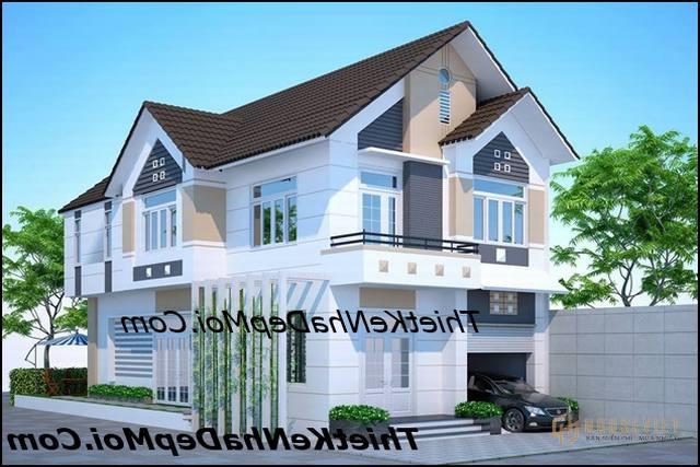 mau biet thu pho 2 tang mat tien 8m mai ngoi dep