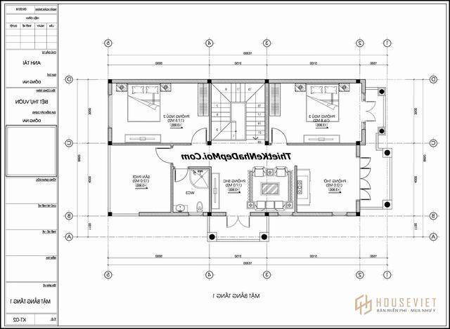 Mat Bang biet thu mini 2 tang 130m2