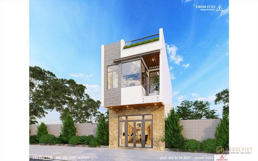 Mặt tiền mẫu nhà phố 2 tầng hiện đại 2021