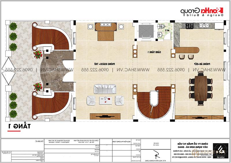 Cách bố trí công năng tối ưu tầng 1 biệt thự lâu đài cổ có bể bơi tại Hà Nội 