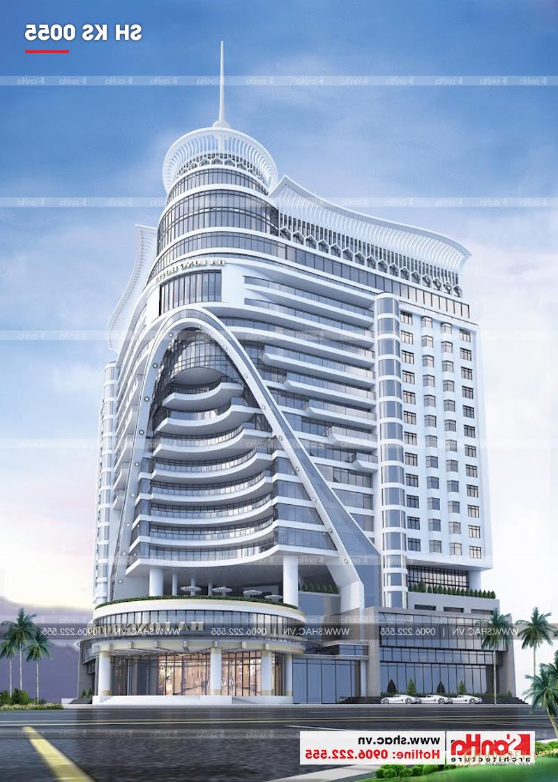 Mẫu thiết kế khách sạn tiêu chuẩn 5 sao 2000m2 tại Quảng Ninh - SH KS 0055 38 Phương án thiết kế này giúp khách sạn 5 sao toát lên vẻ sang trọng và uy quyền