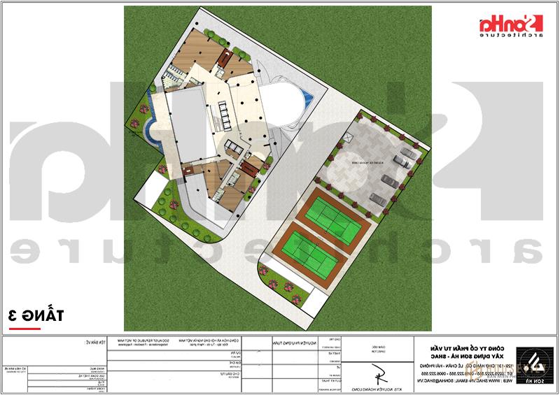 Mẫu thiết kế khách sạn tiêu chuẩn 5 sao 2000m2 tại Quảng Ninh - SH KS 0055 41 Bản vẽ mặt bằng công năng tầng 3 khách sạn 5 sao phong cách tân cổ điển