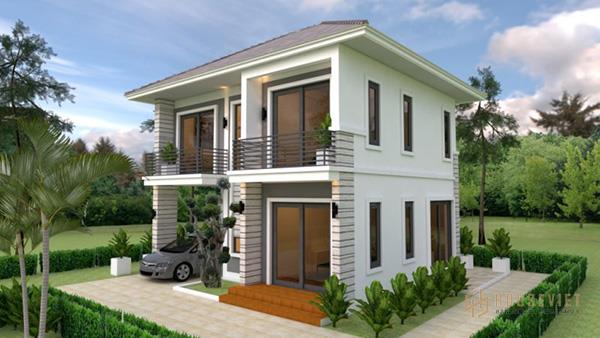 Mặt tiền mẫu nhà đẹp 2 tầng