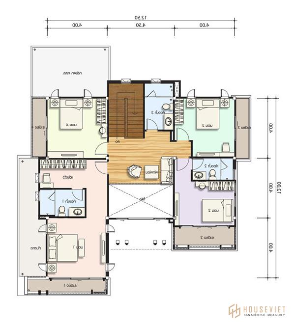 Bản vẽ nhà 3 gian 2 chái
