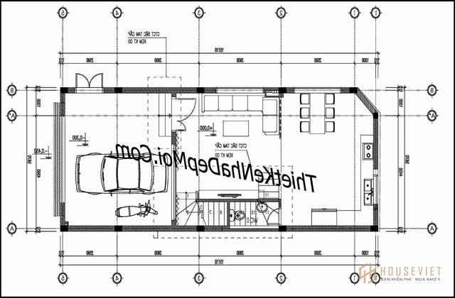 nhà 2 mặt tiền Tây Nam bản vẽ