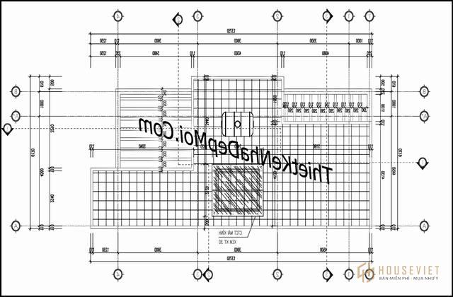 Bản vẽ mái nhà ống 3 tầng 5.6x15