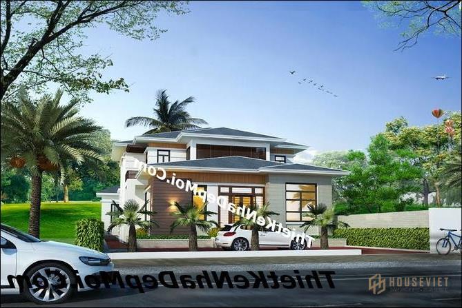 Mẫu biệt thự vườn 2 tầng phong cách châu âu mái ngói đẹp anh Cẩm Nam Định