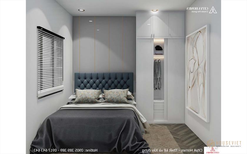 Phòng ngủ tối giản, bố trí vật dụng hạn chế để tiết kiệm diện tích
