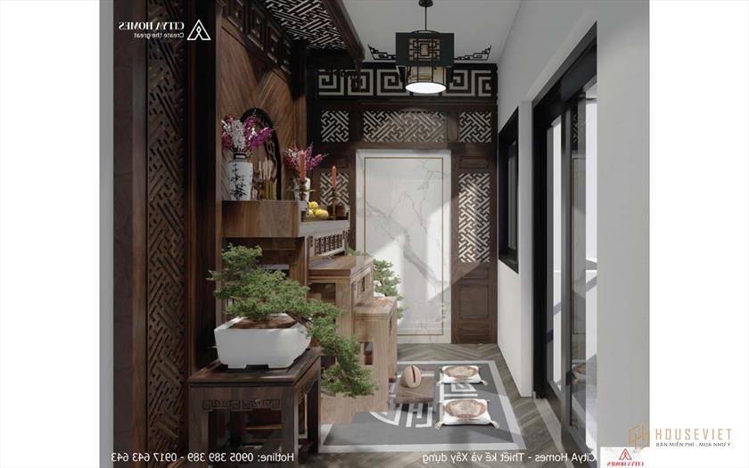 Diện tích phòng thờ vừa đủ để thực hiện các nghi lễ thờ cúng tổ tiên.