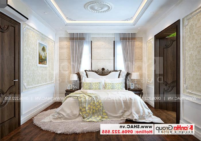 Mẫu thiết kế nhà ống bán biệt thự cổ điển Pháp 5 tầng 7,5m x 11,78m tại Hải Phòng - SH SỐ 0198 76 Mẫu phòng ngủ đẹp với thiết kế nội thất tân cổ điển