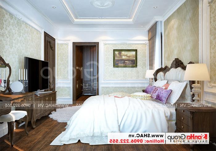 Mẫu thiết kế nhà ống bán biệt thự cổ điển Pháp 5 tầng 7,5m x 11,78m tại Hải Phòng - SH SỐ 0198 77 Cách bố trí nội thất phòng ngủ đơn giản nhưng đẹp và tiện nghi