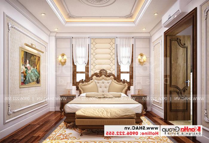 Mẫu thiết kế nhà ống bán biệt thự cổ điển Pháp 5 tầng 7,5mx 11,78m tại Hải Phòng - SH SỐ 0198 78 Phương án thiết kế nội thất phòng ngủ đẹp với chất liệu gỗ tự nhiên