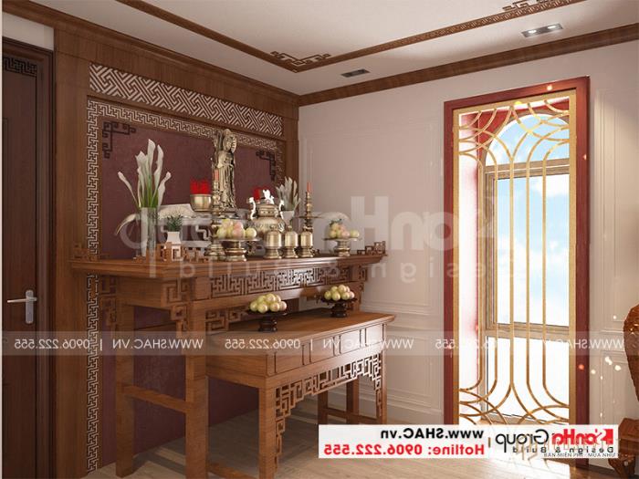 Mẫu thiết kế nhà ống bán biệt thự cổ điển Pháp 5 tầng 7,5m x 11,78m tại Hải Phòng - SH NOP 0198 81 Thiết kế nội thất phòng thờ tân cổ điển chủ yếu sử dụng chất liệu gỗ