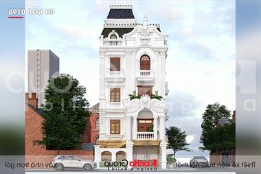 Mẫu thiết kế nhà ống bán biệt thự 5 tầng cổ điển Pháp 7,5m x 11,78m tại Hải Phòng - SH NOP 0198