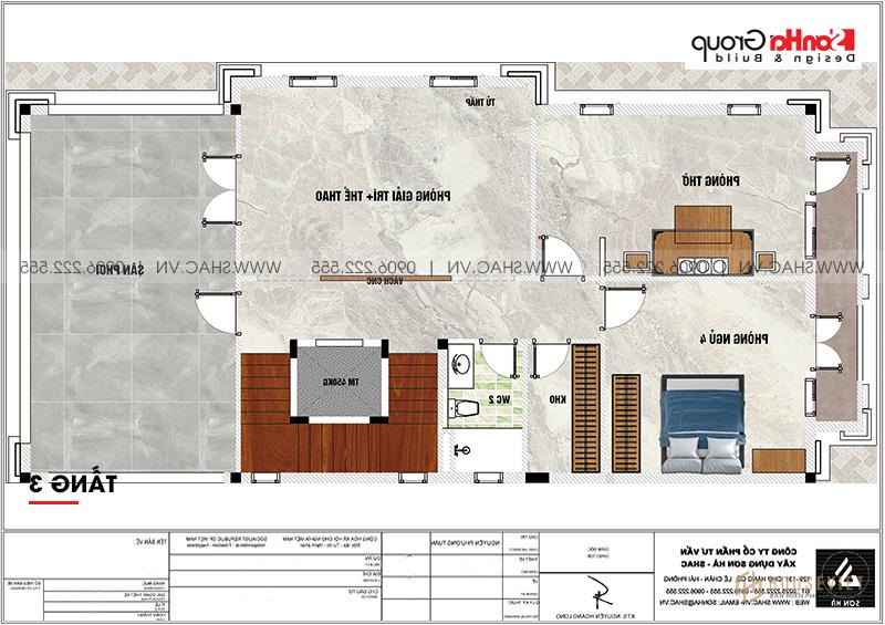 Mặt bằng công năng 3 tầng