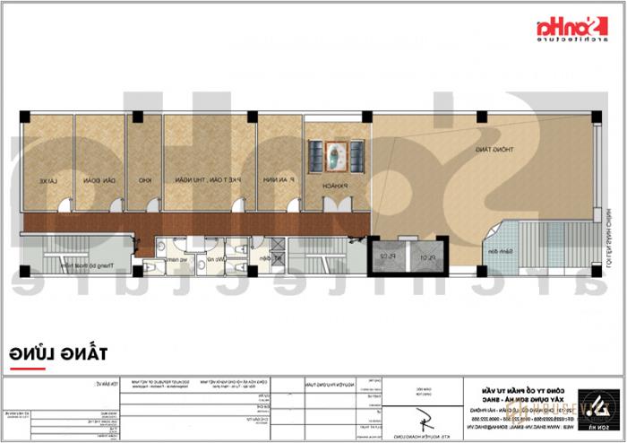 Mặt bằng công năng tầng lửng khách sạn 3 sao tân cổ điển tại Cát Bà 