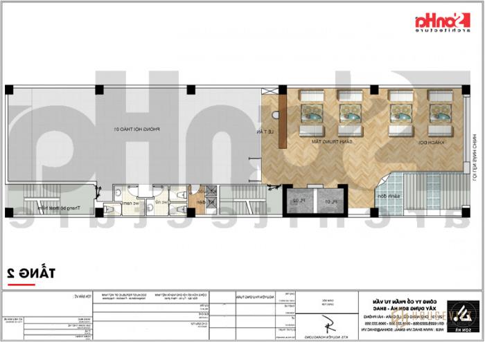 Mặt bằng tầng 2 khách sạn 3 sao tân cổ điển tại Cát Bà 