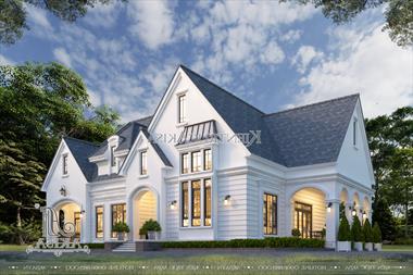 Ấn tượng mẫu thiết kế biệt thự tân cổ điển mái thái 1 tầng (TGĐ: Anh Vũ Anh - Phú Yên) BT12547