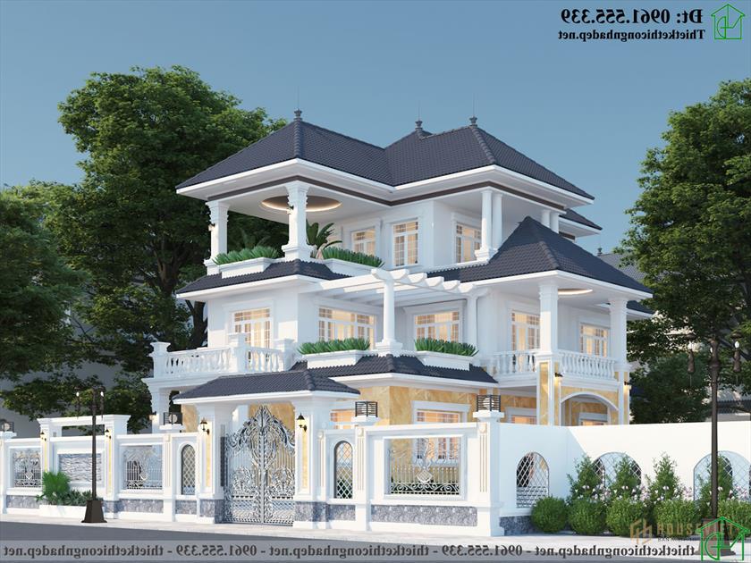 Thiết kế biệt thự 3 tầng tân cổ điển 13x19m NDBT3T26