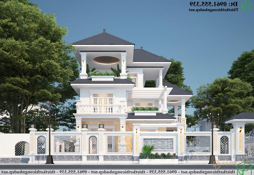 Mẫu biệt thự 3 tầng tân cổ điển đẹp NDBT3T26