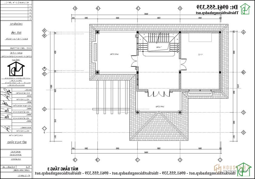 Mặt bằng nội thất tầng 3 biệt thự 3 tầng tân cổ điển 13x19m NDBT3T26