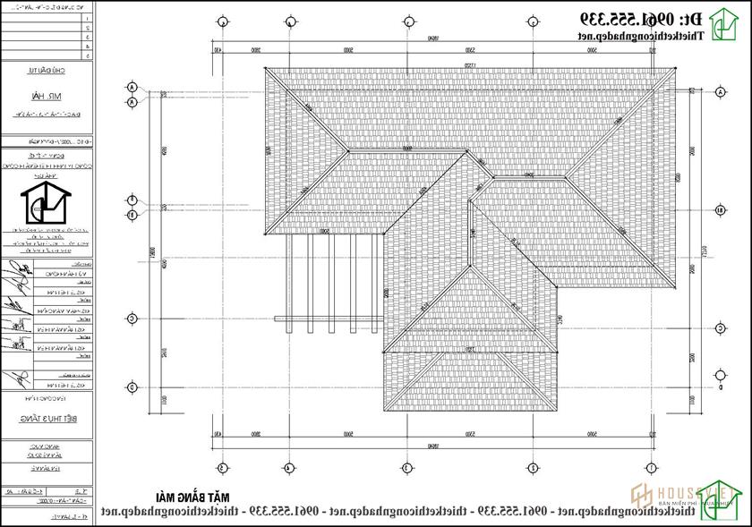 Mặt bằng mái của biệt thự tân cổ điển 3 tầng NDBT3T26