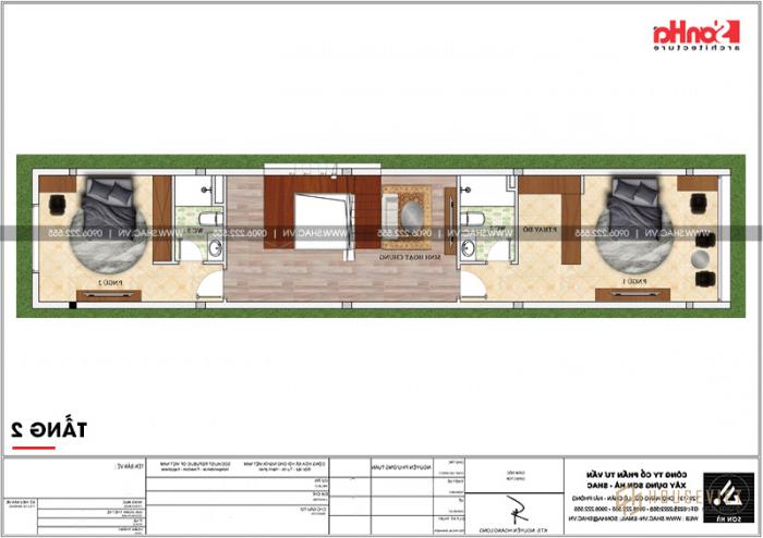 Bản vẽ mặt bằng tầng 2 nhà ống 100m2 tại Hải Phòng 