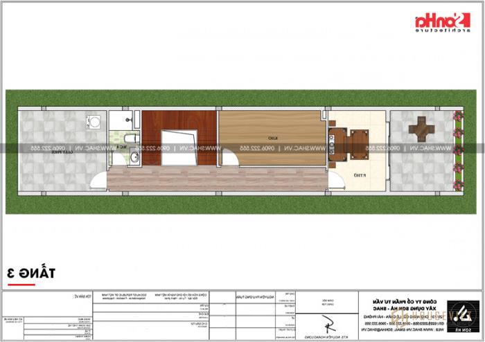 Bản vẽ mặt bằng tầng 3 nhà ống 100m2 tại Hải Phòng 