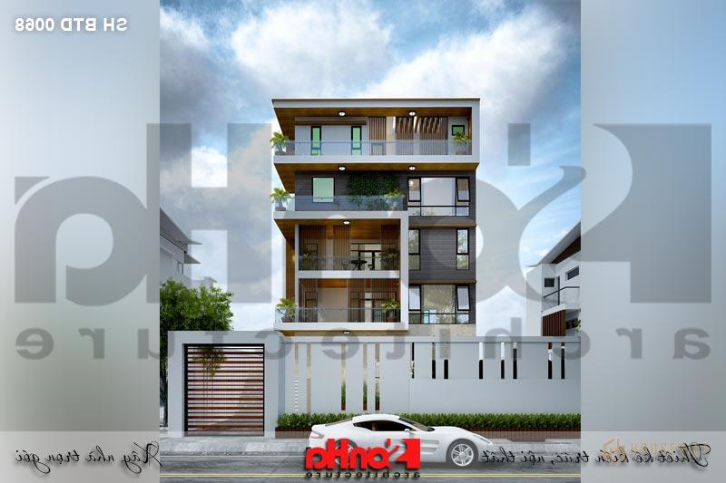 Biệt thự hiện đại có tầng hầm và bể bơi thiết kế sân vườn đẹp tại Thái Bình - SH BTD 0068 1 Biệt thự hiện đại 5 tầng có sân vườn
