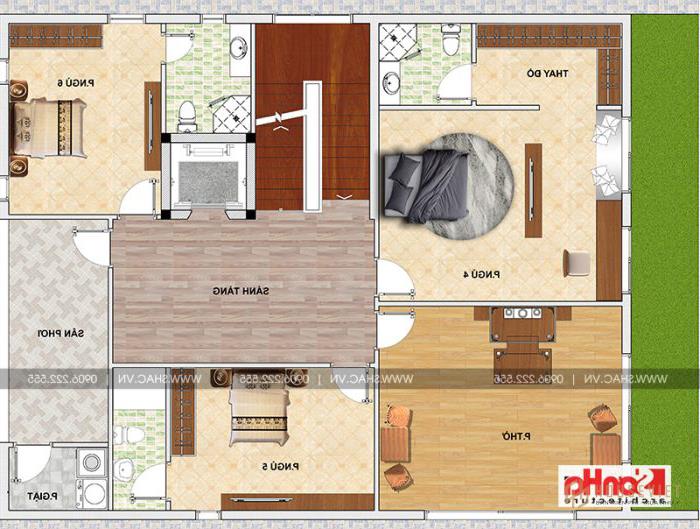 Biệt thự hiện đại có tầng hầm và bể bơi thiết kế sân vườn đẹp tại Thái Bình - SH BTD 0068 25 Mặt bằng công năng tầng 5