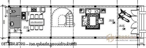 Bản vẽ mặt bằng tầng 1 nhà phố 2 tầng 5x17m