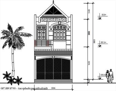 Bản vẽ thiết kế kiến ​​trúc, mặt bằng nhà phố 2 tầng 5x17m