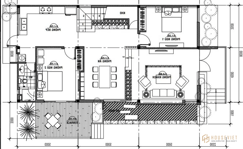 Mẫu nhà 2 tầng mái thái 7x12m