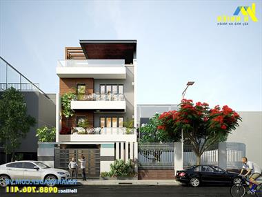 Mẫu thiết kế nhà phố 3 tầng 120m2 hài hòa với không gian xanh