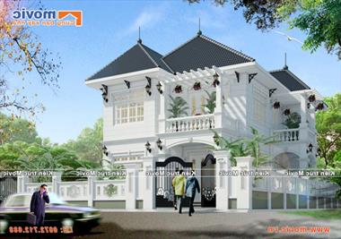 Mẫu nhà 2 tầng tân cổ điển đẹp như mơ - MV1532