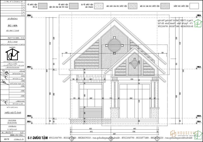 Bản vẽ mặt tiền nhà cấp 4 nông thôn NDNC4158