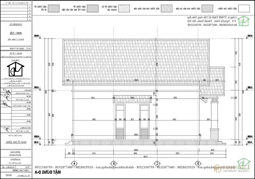 Bản vẽ mặt bằng nhà cấp 4 mái thái 3 phòng ngủ NDNC4158
