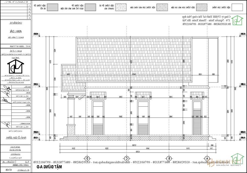 Bản vẽ mặt bằng mẫu nhà cấp 4 mái thái NDNC4158