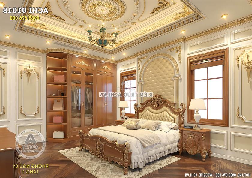 Thiết kế nội thất phòng ngủ đẹp theo phong cách tân cổ điển xa hoa và lộng lẫy