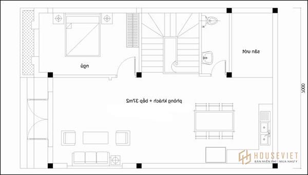Bản vẽ nhà 2 tầng 7x10m
