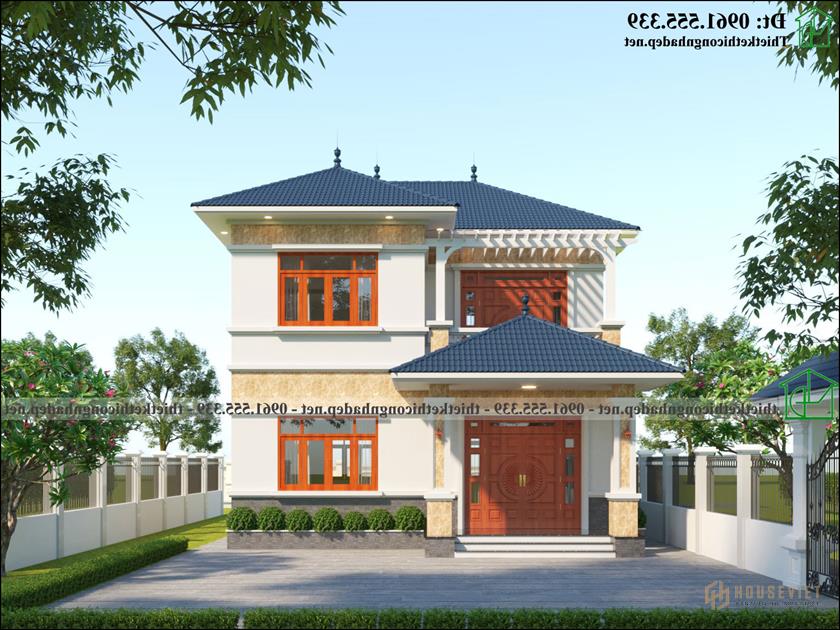 Mặt tiền biệt thự 2 tầng mái Nhật 4 phòng ngủ 9x15m NDBT2T125