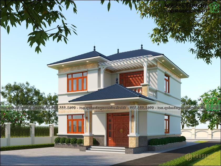 Biệt thự 2 tầng mái thái 4 phòng ngủ 9x15m NDBT2T125