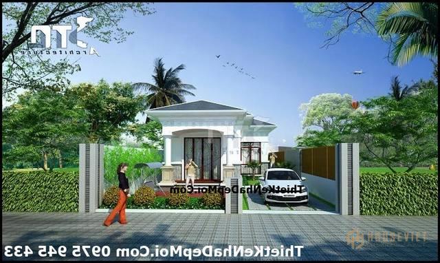 Mẫu nhà cấp 4 đẹp mái thái hình chữ L phong cách Địa Trung Hải