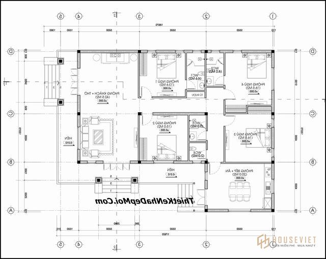 Mẫu thiết kế biệt thự 1 tầng mái thái đẹp