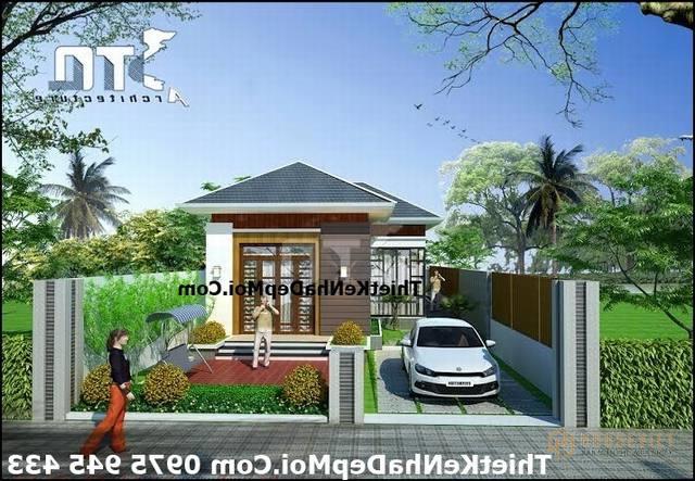 Mẫu nhà 1 tầng hình chữ L 3 phòng ngủ