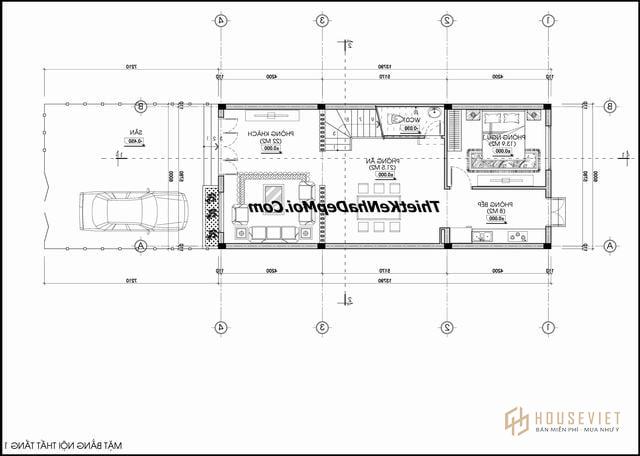 Mặt bằng nhà phố 6m dài 15m