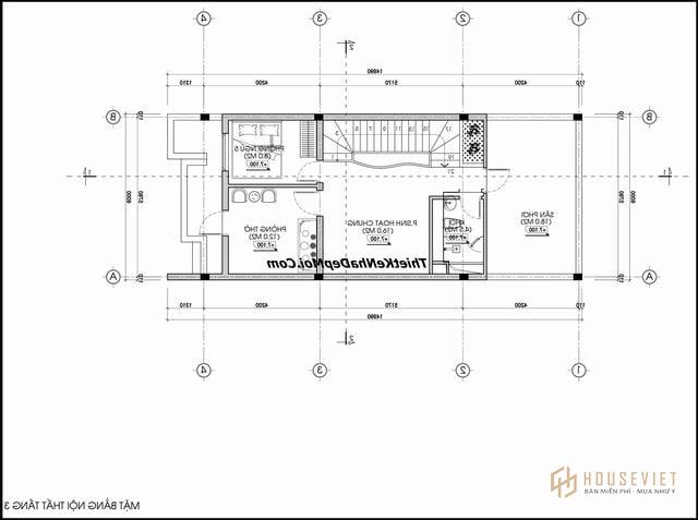 Bản vẽ thiết kế nhà mặt tiền 6m